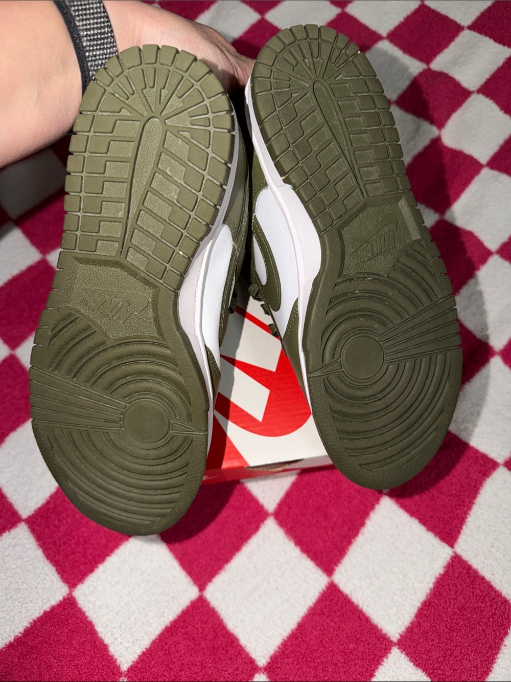 Women Nike Dunk Low Olive and White Sneakers Size 7 - Picture 5 of 6